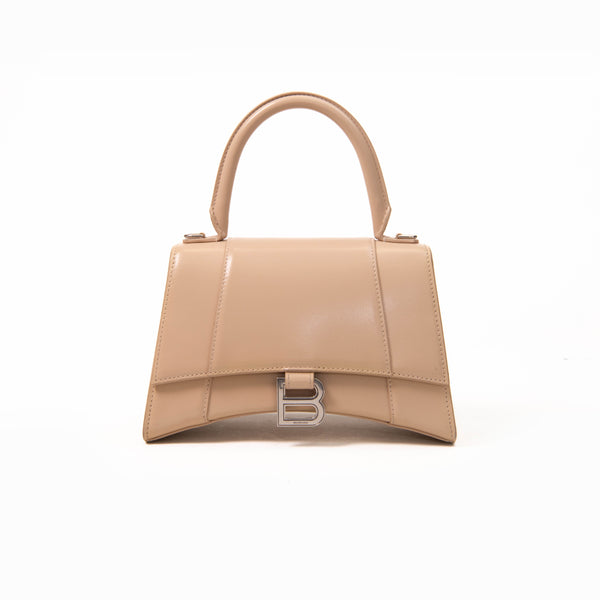 Balenciaga Small Beige Box Calf Leather Hourglass Handbag