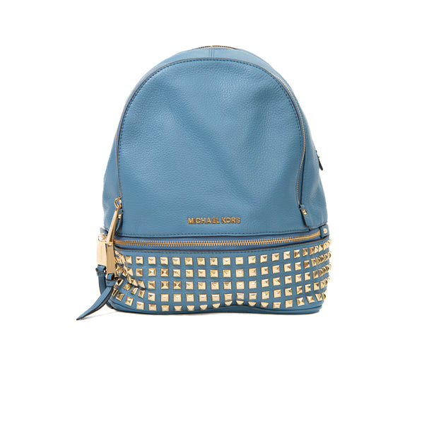 Michael Kors Blue Leather Rhea Studded Backpack
