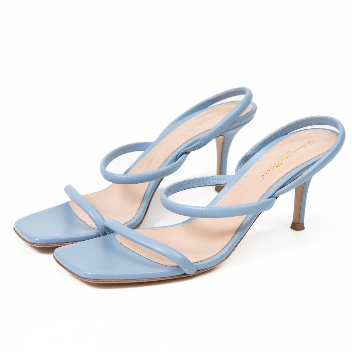 Gianvito Rossi Pale Blue Leather Slingback Heels Size 38.5