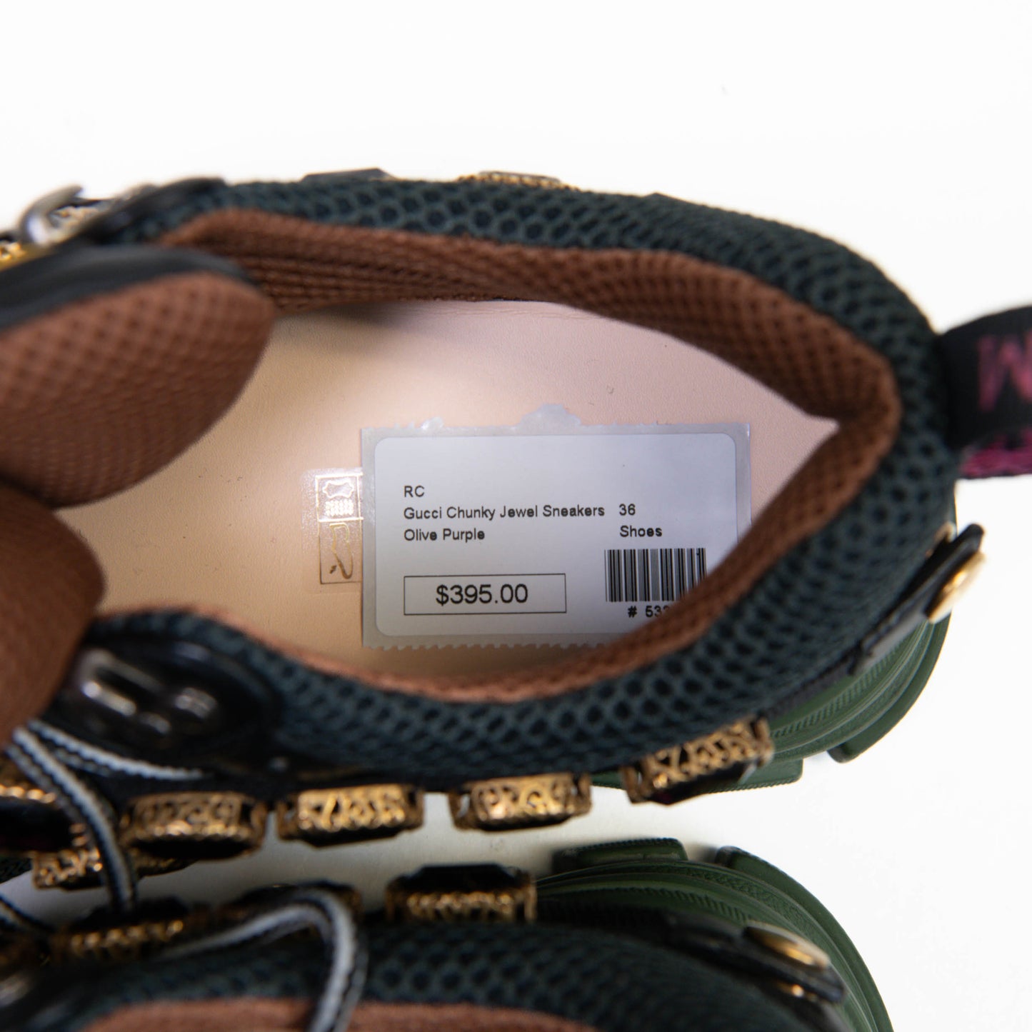Gucci X SEGA Olive Mesh Suede Calfskin Removable Crystals Flashtrek Sneakers 36