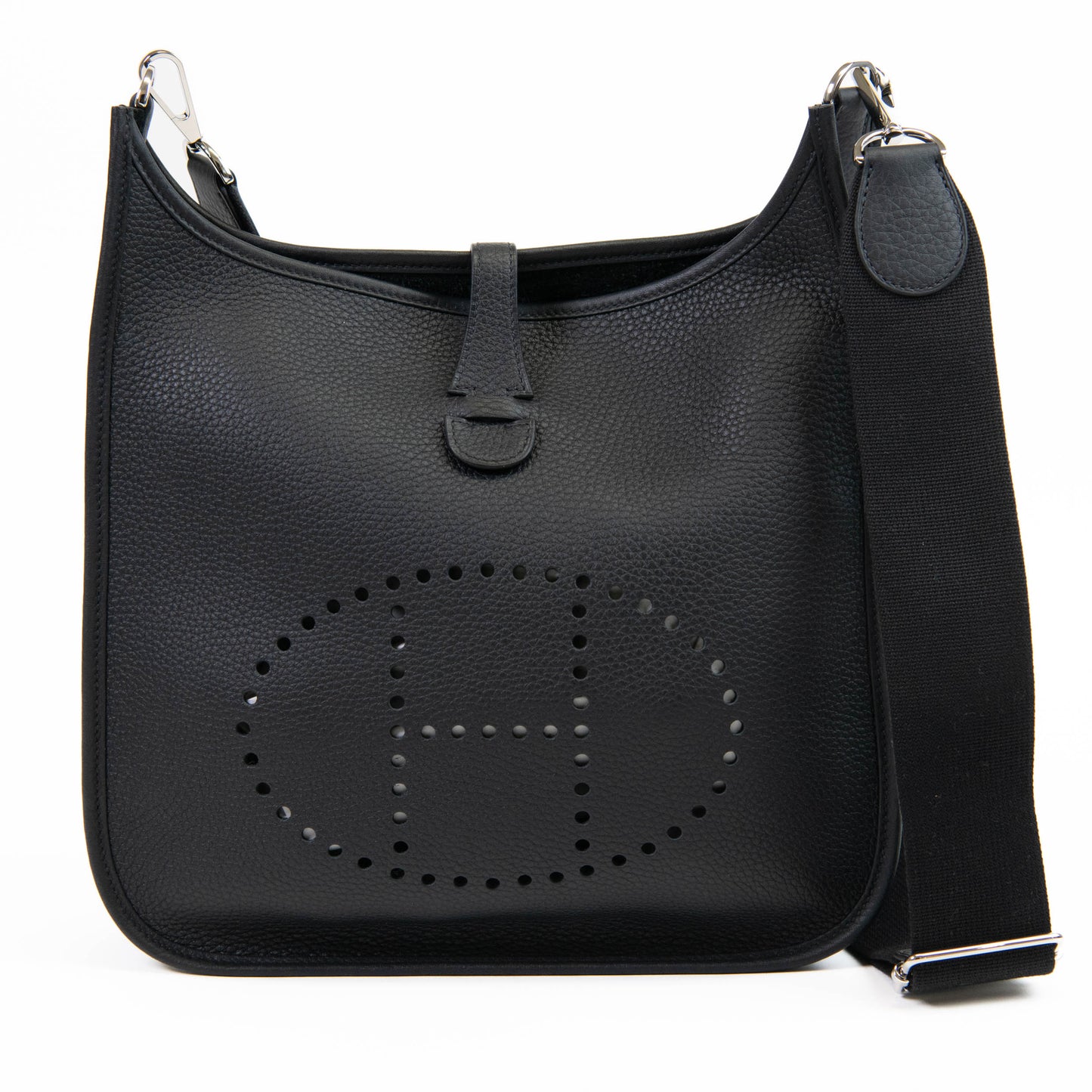 Hermès Black Clemence Evelyne III PM Bag Palladium Hardware