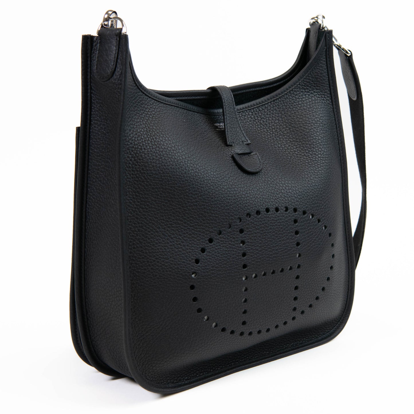 Hermès Black Clemence Evelyne III PM Bag Palladium Hardware