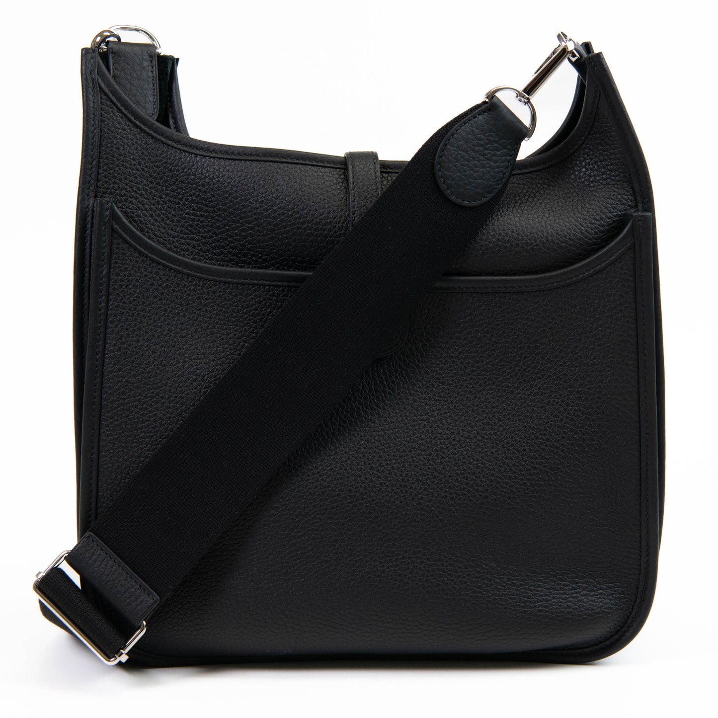 Hermès Black Clemence Evelyne III PM Bag Palladium Hardware
