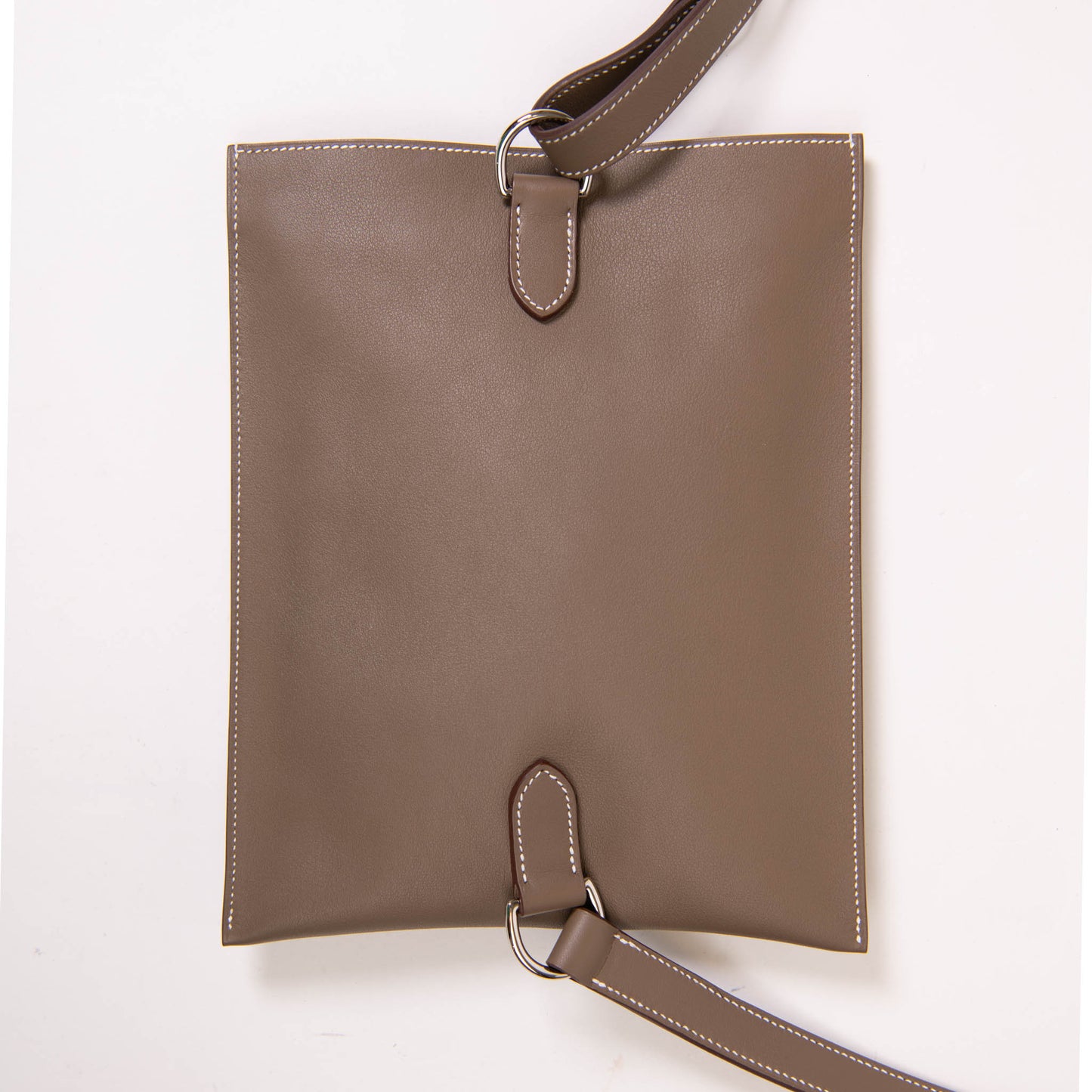 Hermès Etoupe Swift Leather Pochenplus Crossbody Palladium Hardware
