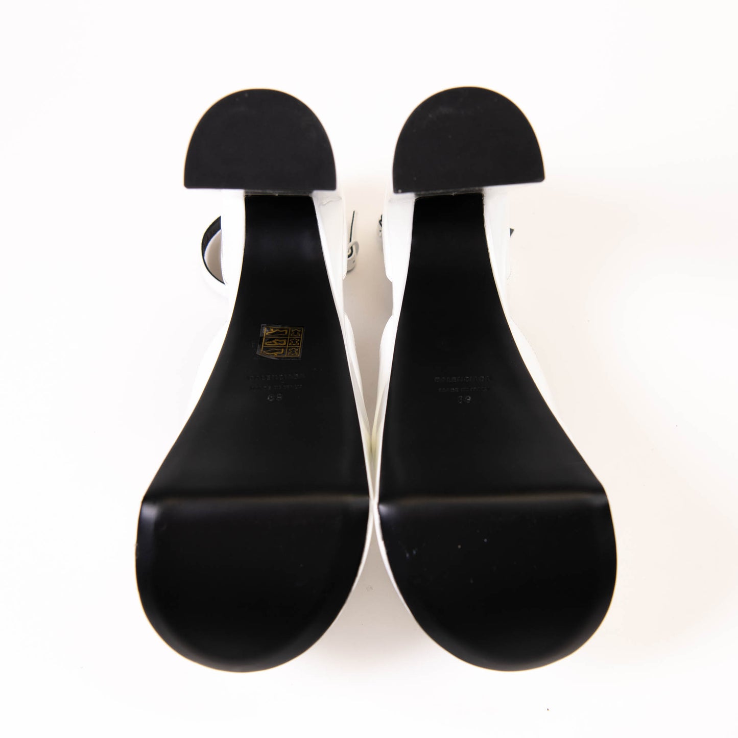 Balenciaga White Patent Leather Camden Platform Sandals Size 39