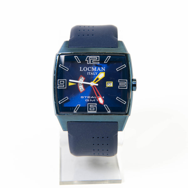 Locman Mens Stealth GMT Titanium Blue Dial Watch