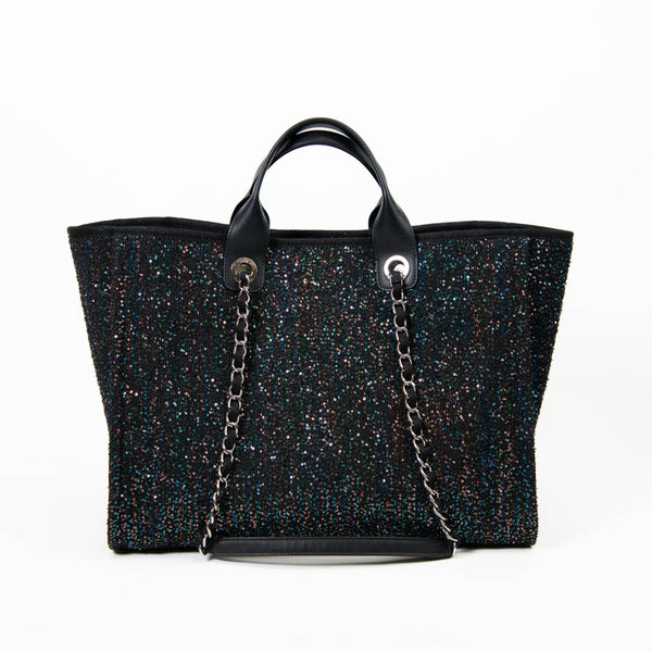 Chanel Black Sequin Canvas Medium Deauville Tote – On Que Style
