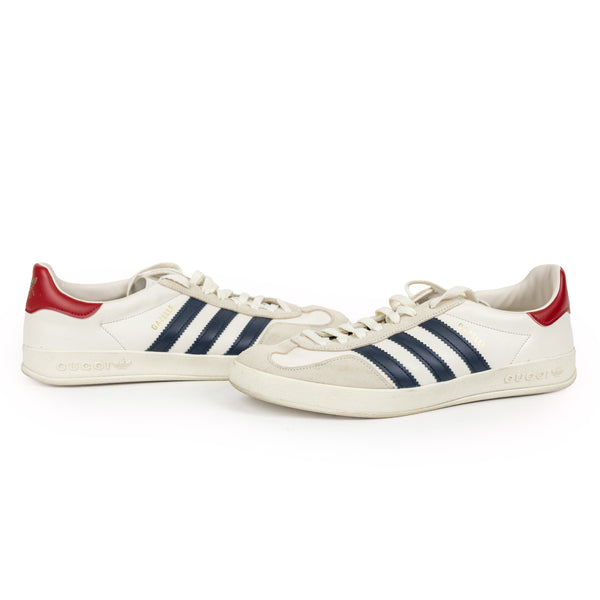 Gucci x Adidas White Red and Navy Blue Gazelle Sneakers Size 11