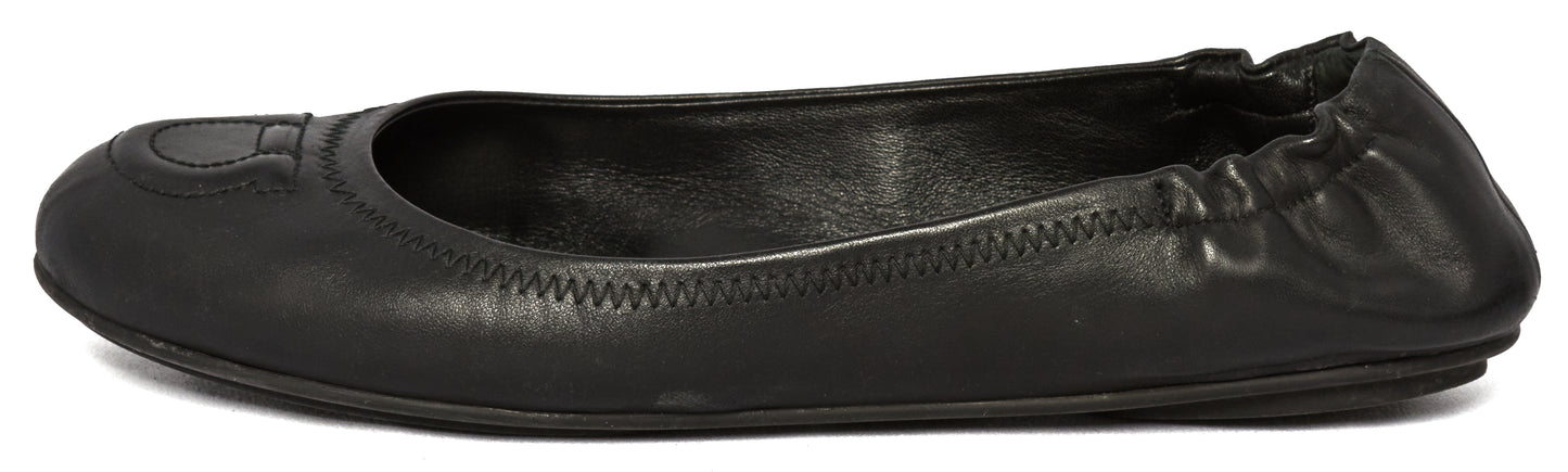 Salvatore Ferragamo Black Leather Vignola Ballet Flats Size 8.5
