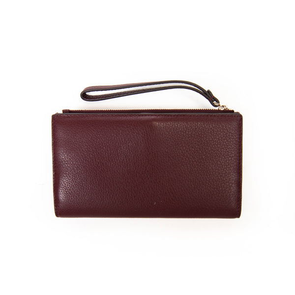 Kate Spade Jackson Burgundy Leather Medium Universal Phone Wristlet Wallet