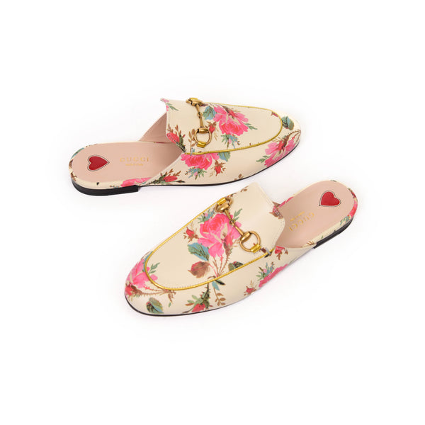 Gucci Floral Leather Mules Size 37.5