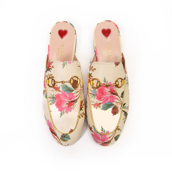 Gucci Floral Leather Mules Size 37.5