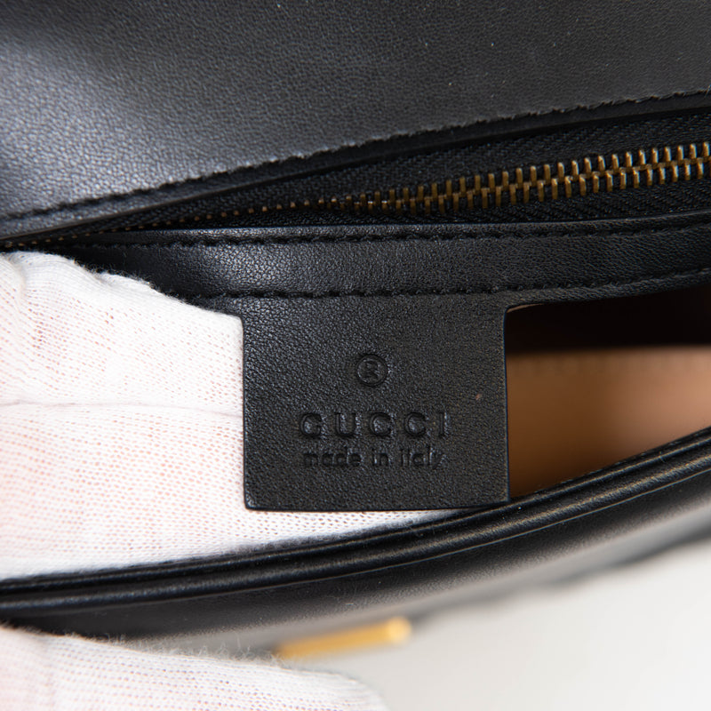 Gucci Black Calfskin Matelasse GG Marmont Top Handle Shoulder Bag