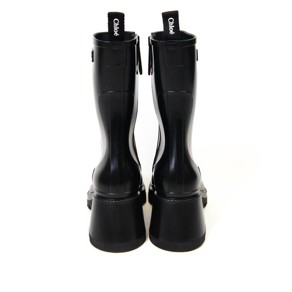 Chloe Black Rubber Betty Rain Boots Size 38