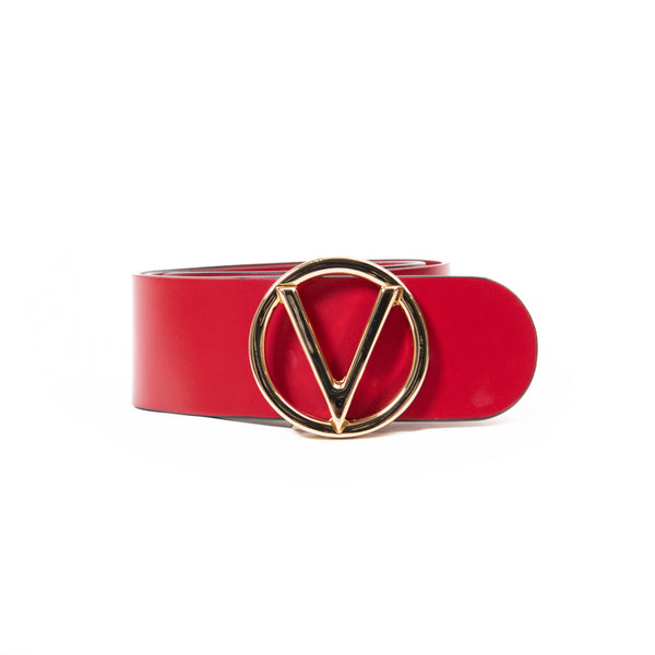 Valentino Red Leather Giusy Logo Belt XS