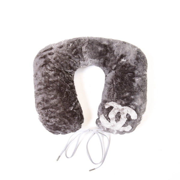 Chanel Grey Orylag Neck Rest CC  Pillow