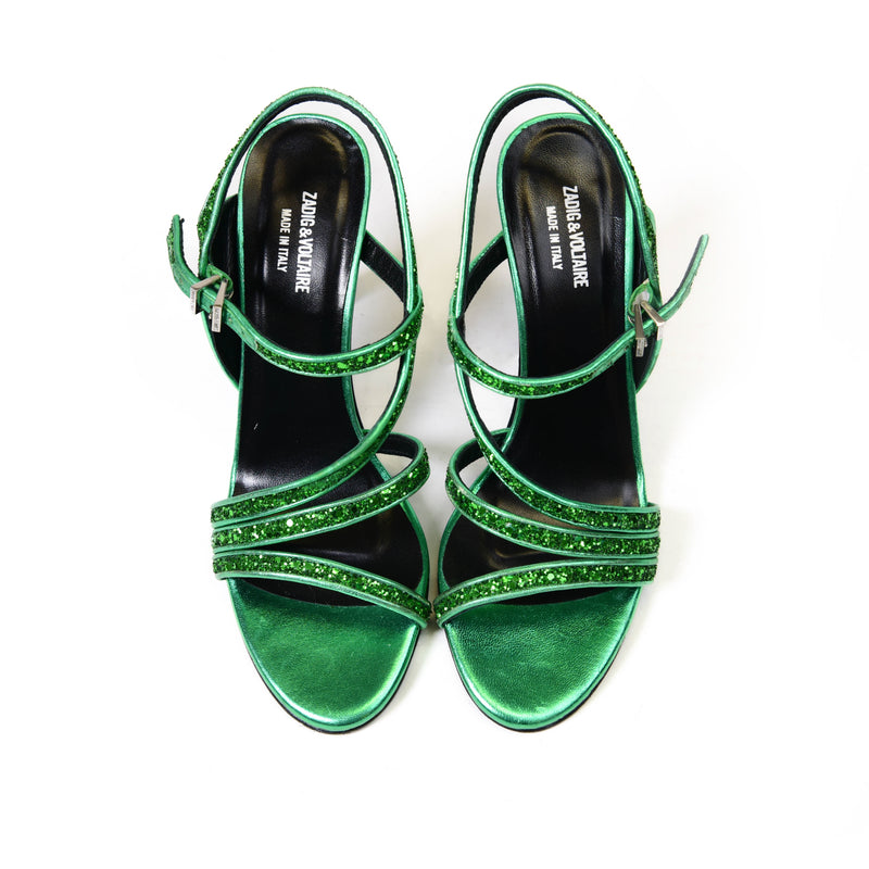 Zadig & Voltaire Green Sequin Heels Size 38