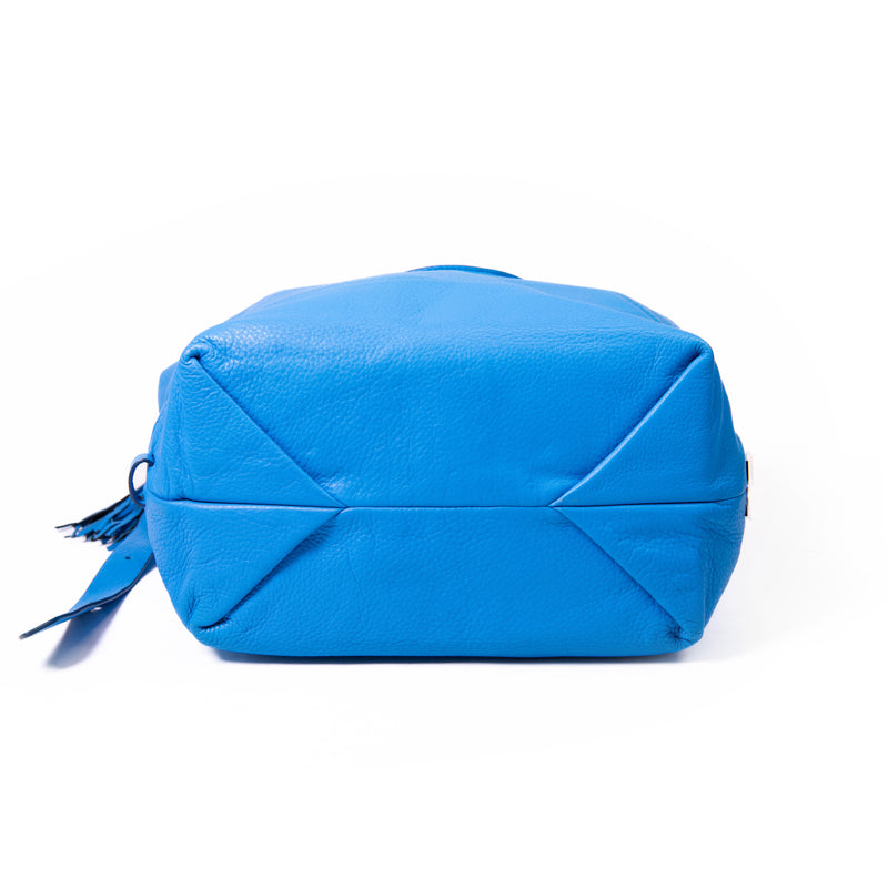 Diane Von Furstenberg Blue Leather Fringe Shoulder Bag