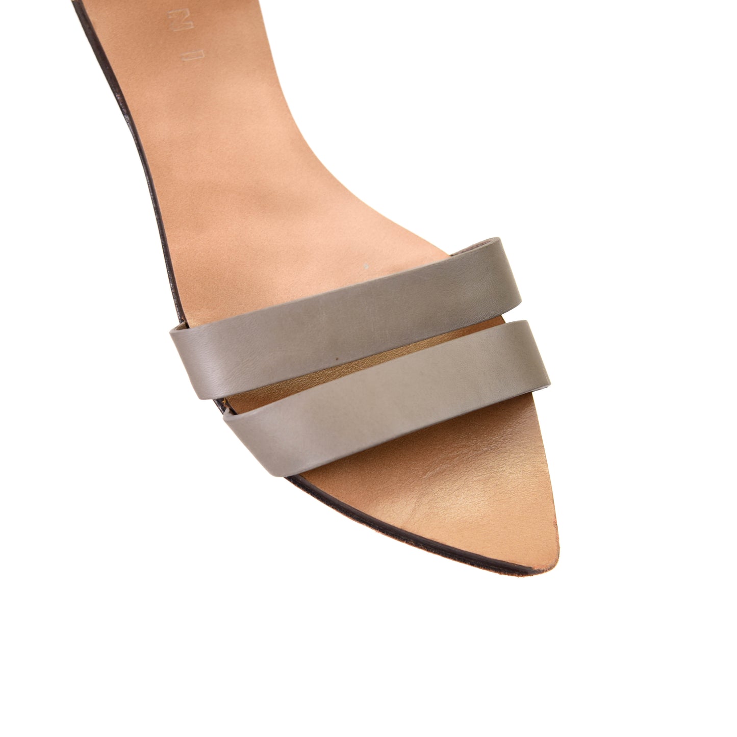 Marni Gray and White Leather Flat Sandals Size 36