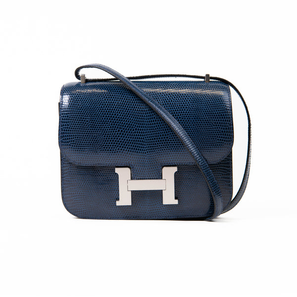 Hermes Bleu de Malte Lizard Constance 18 Palladium Hardware – On