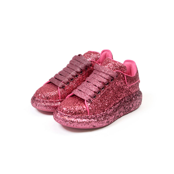Alexander McQueen Pink Glitter Oversized Sneakers Size 37