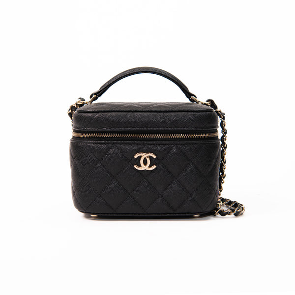 Chanel Black Caviar Quilted Small CC Vanity Case