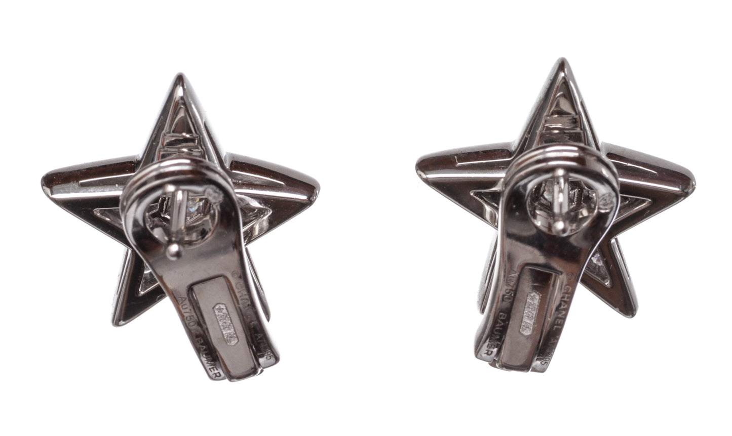 Chanel 18K White Gold and Diamond Comete Earrings