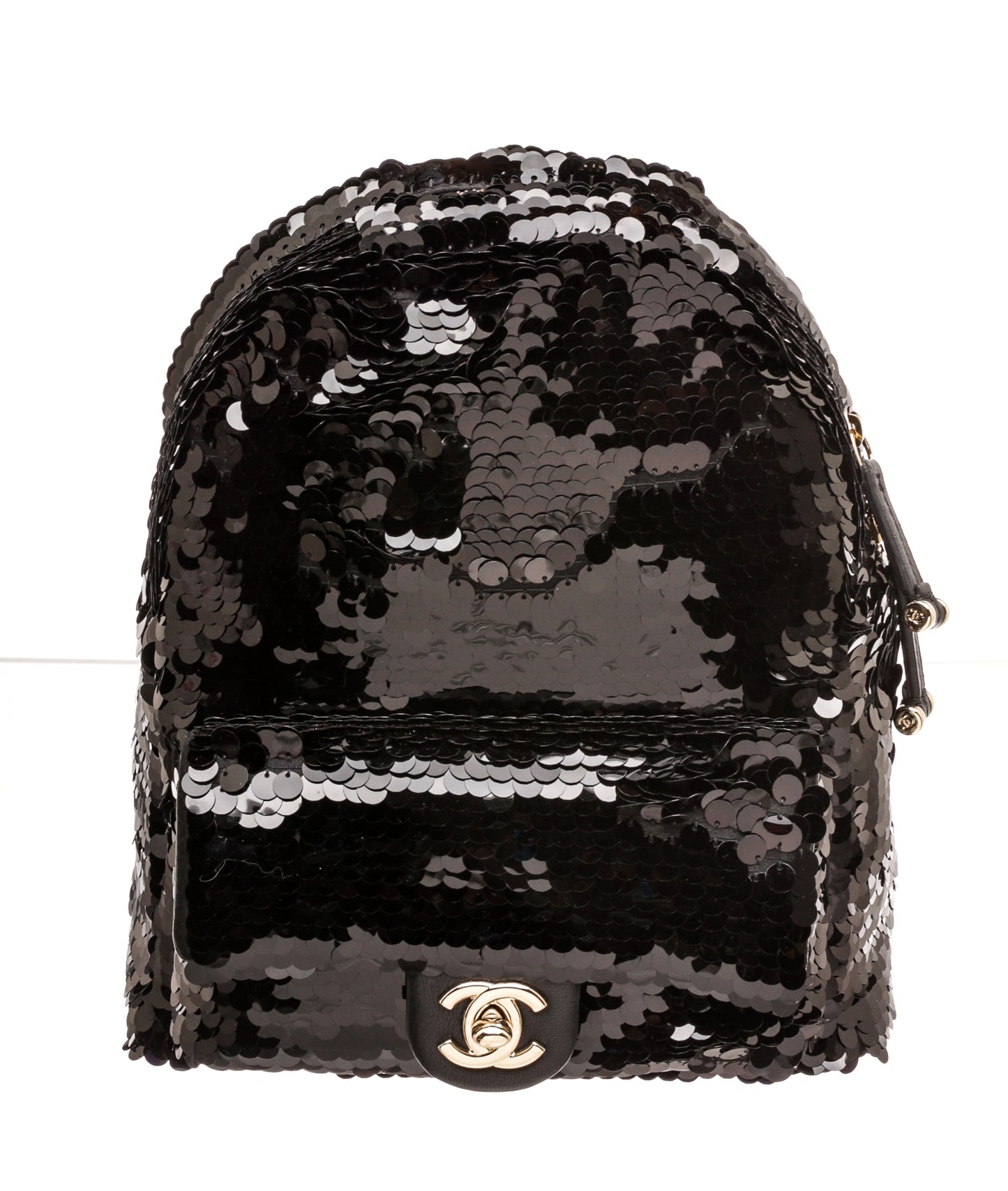 Chanel Black Leather and Sequin Backpack