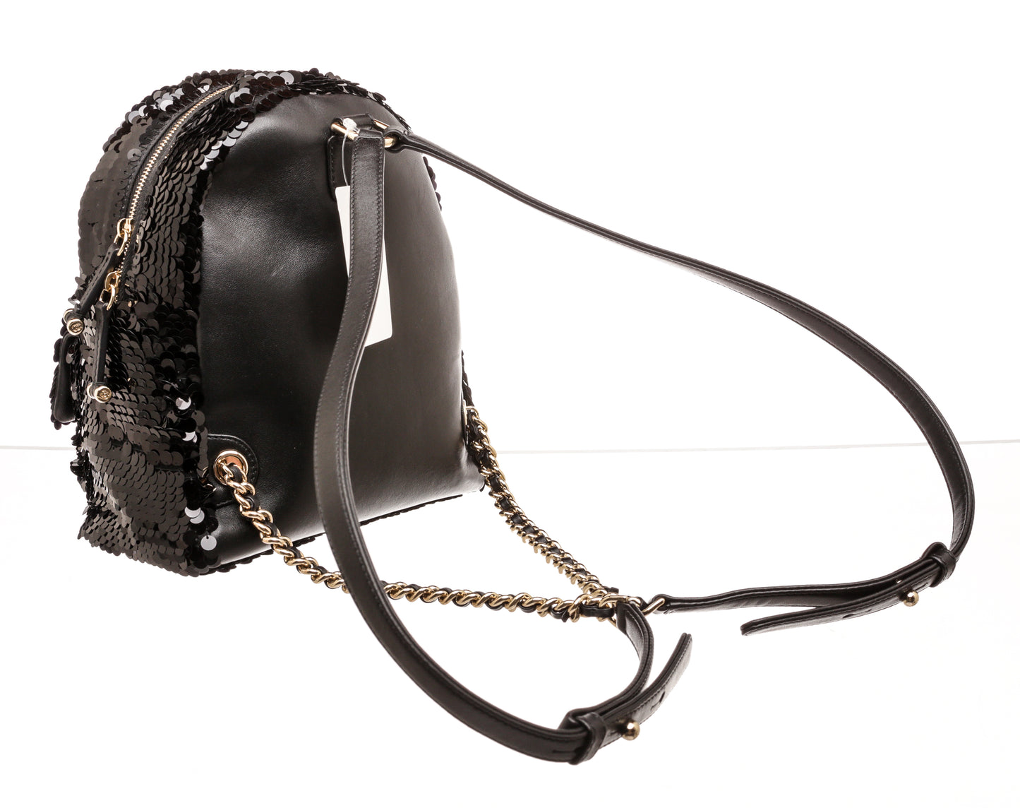 Chanel Black Leather and Sequin Backpack