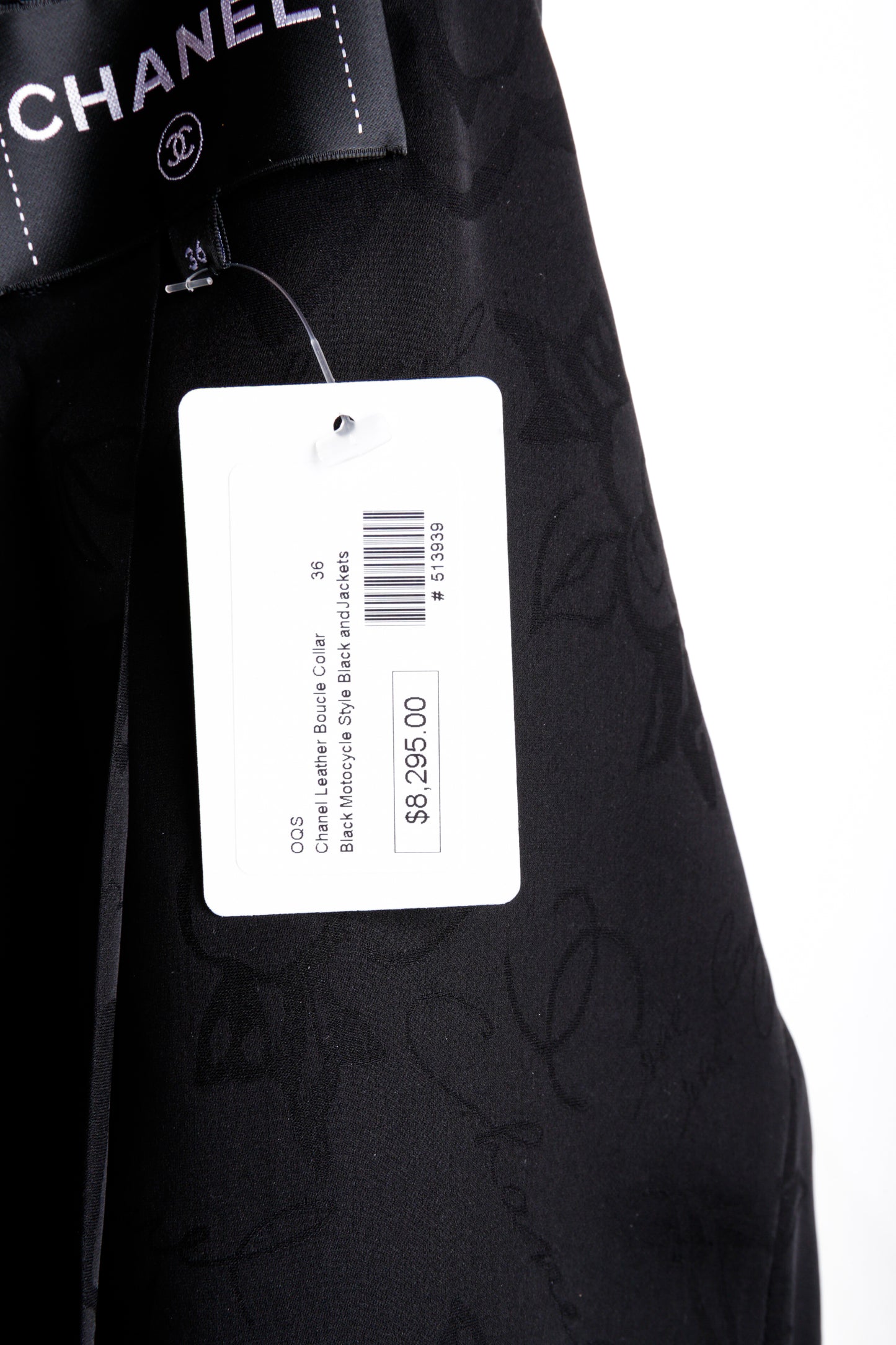 Chanel Black Leather Motorcycle Style Jacket with Boucle Collar Size 36