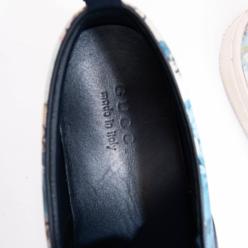 Gucci Men's Blue GG Supreme Monogram Blooms Dublin Slip On Sneakers Size 10