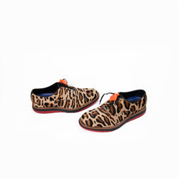 Men's Versace Leopard Print Pony Hair Medusa Hybrid Oxford Sneakers Size 41