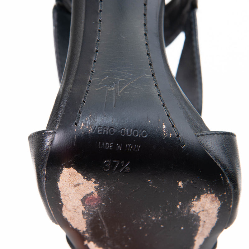 Giuseppe Zanotti Black Leather Zipper Heels Size 37.5