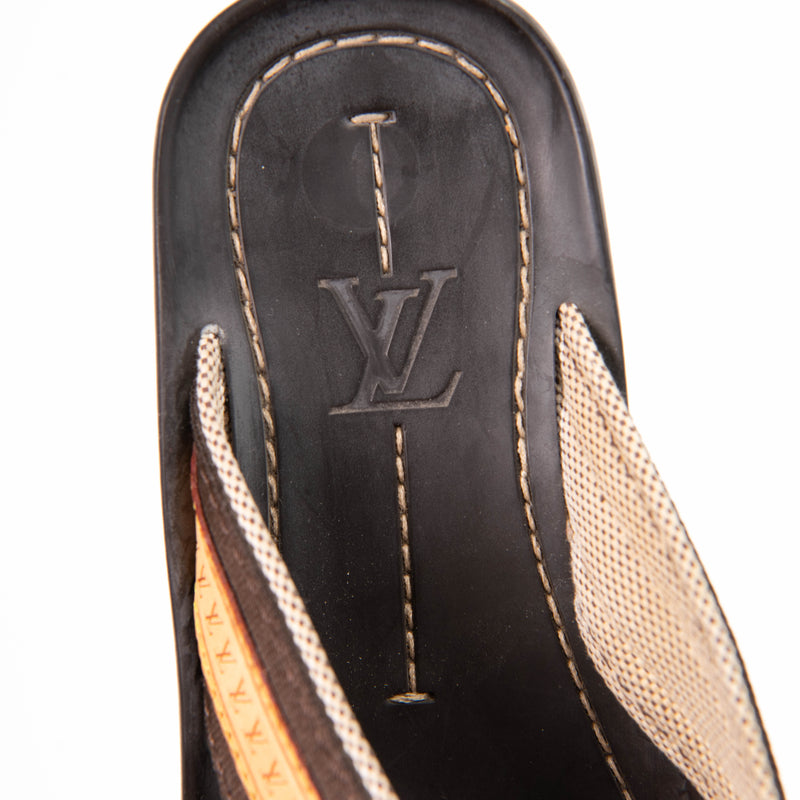 Louis Vuitton Brown Leather and Canvas Men's Beach Sandals Size 40