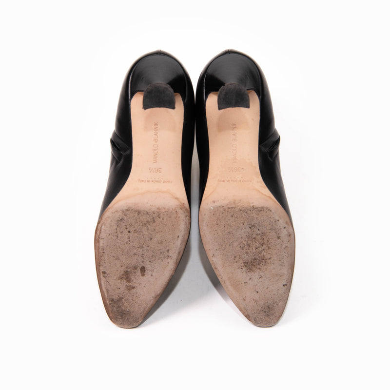 Manolo Blahnik Black Leather Boots Size 36.5