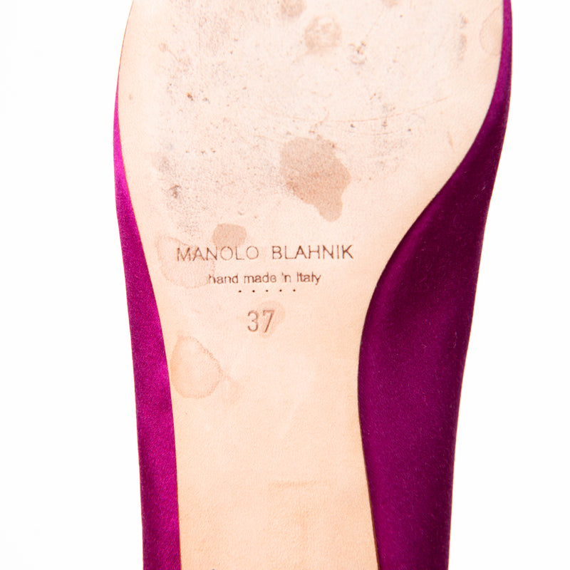 Manolo Blahnik Magenta Pink Satin Flats Size 37