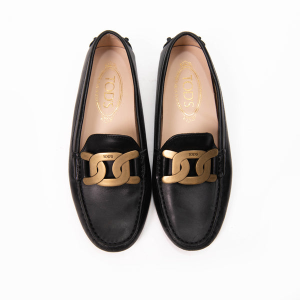 Tod's Black Leather Loafer Flats Size 35