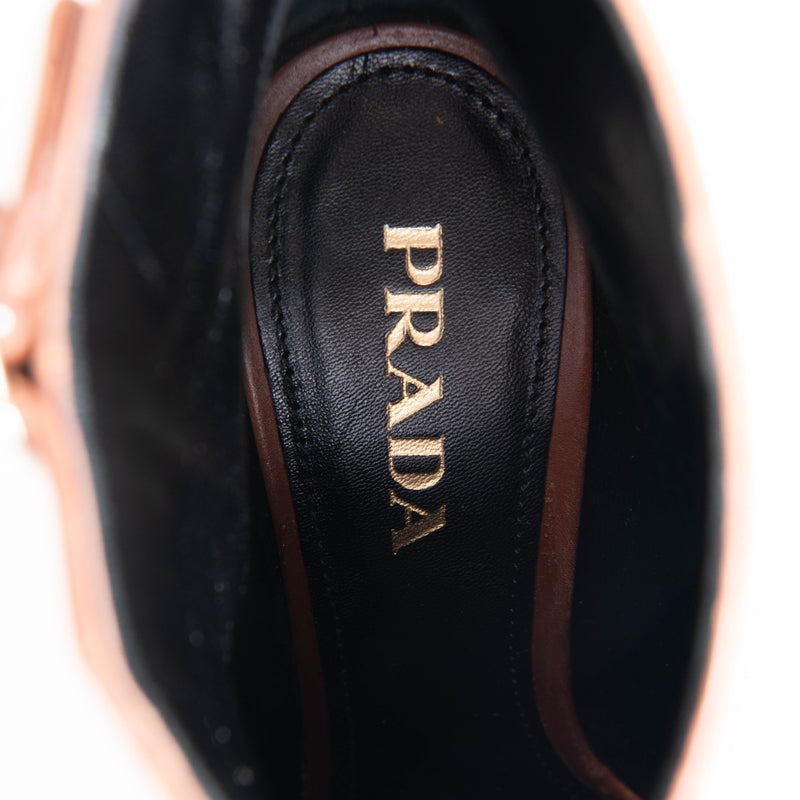 Prada Brown Leather Buckle Boots Size 36.5