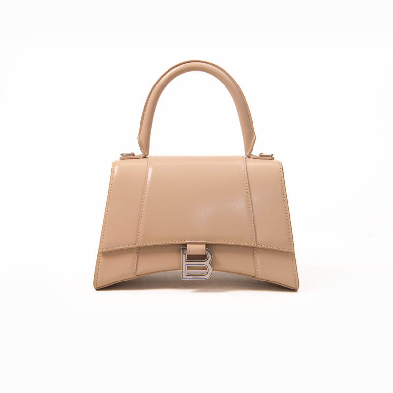 Balenciaga Small Beige Box Calf Leather Hourglass Handbag