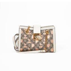 Gucci Small Leather Beige and Pink Padlock GG Berry Shoulder Bag