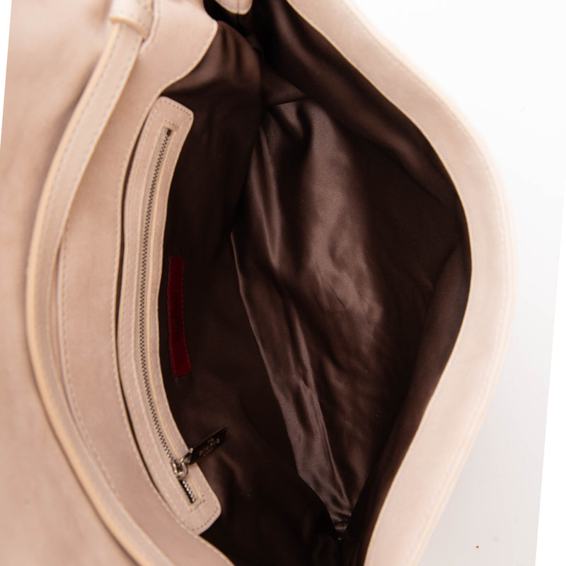 Valentino Beige Nappa Leather Ruffle Shoulder Bag