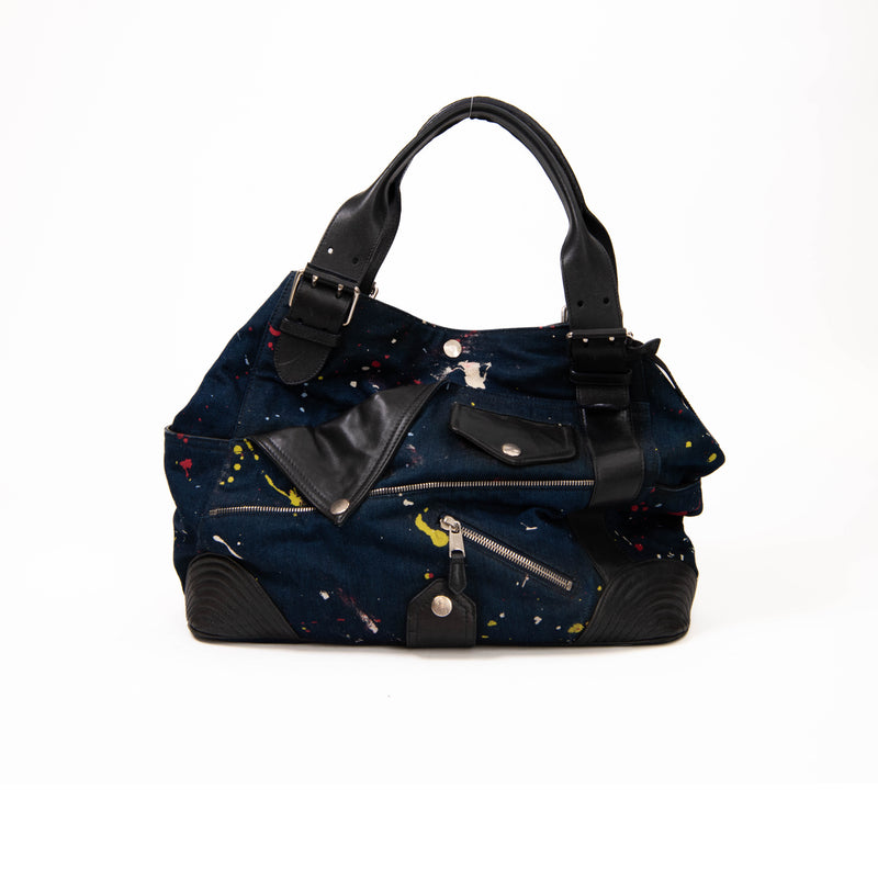 Alexander McQueen Blue Denim Paint Splatter Jacket Bag