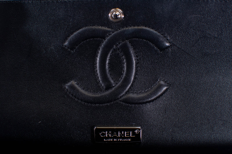 Chanel Black Satin 2020 Medium Star Camellia Double Flap Bag