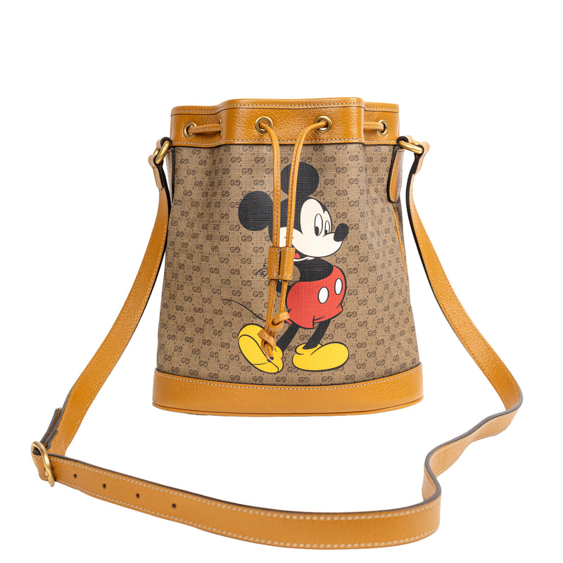 Gucci Disney x GG Tan Brown Mickey Mouse Bucket Bag
