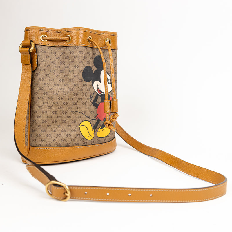 Gucci Disney x GG Tan Brown Mickey Mouse Bucket Bag