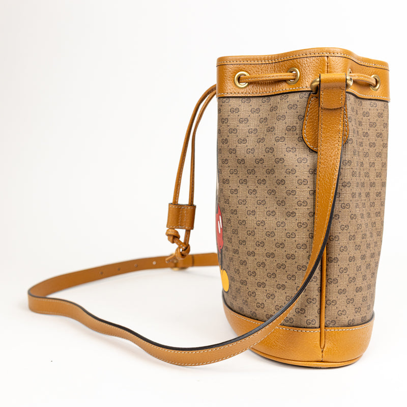 Gucci Disney x GG Tan Brown Mickey Mouse Bucket Bag