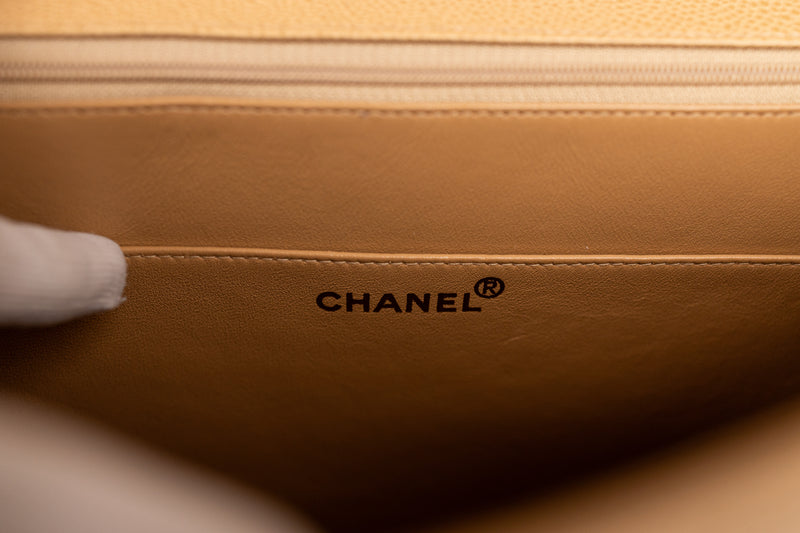 Chanel Tan Caviar Leather Briefcase with Gold Hardware