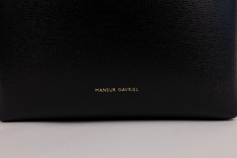 Mansur Gavriel Black Leather Red Lined Bucket Bag