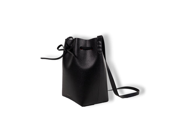 Mansur Gavriel Black Leather Red Lined Bucket Bag