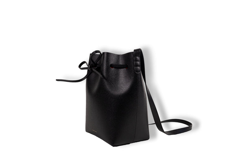 Mansur Gavriel Black Leather Red Lined Bucket Bag